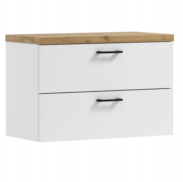 Szafka łazienkowa wisząca pod umywalkę LUNA 80 biały/dąb craft złoty 570811