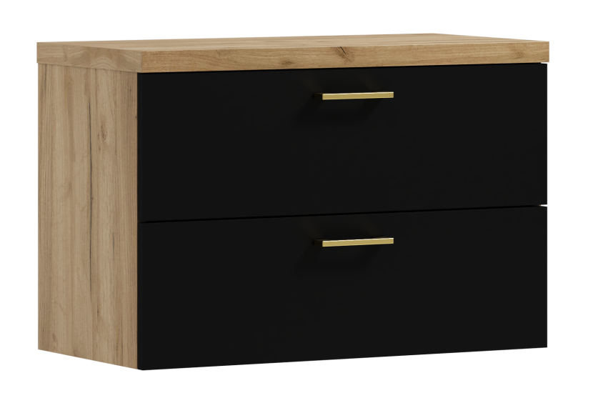 Szafka łazienkowa wisząca pod umywalkę LUNA 80 czarny/dąb craft złoty 570822