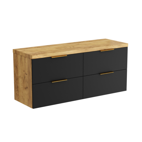Szafka Łazienkowa Wisząca Pod Umywalkę Nadblatowa Złoty Craft i Czarna 782857