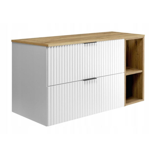Szafka Łazienkowa Wisząca Pod Umywalkę Regał Blat 100X46Cm Flisan Biały Dąb 1058827