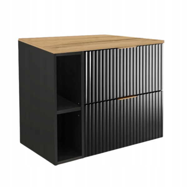 Szafka Łazienkowa Wisząca Pod Umywalkę Regał Blat 80X46Cm Flisan Czarny Dąb 1058770