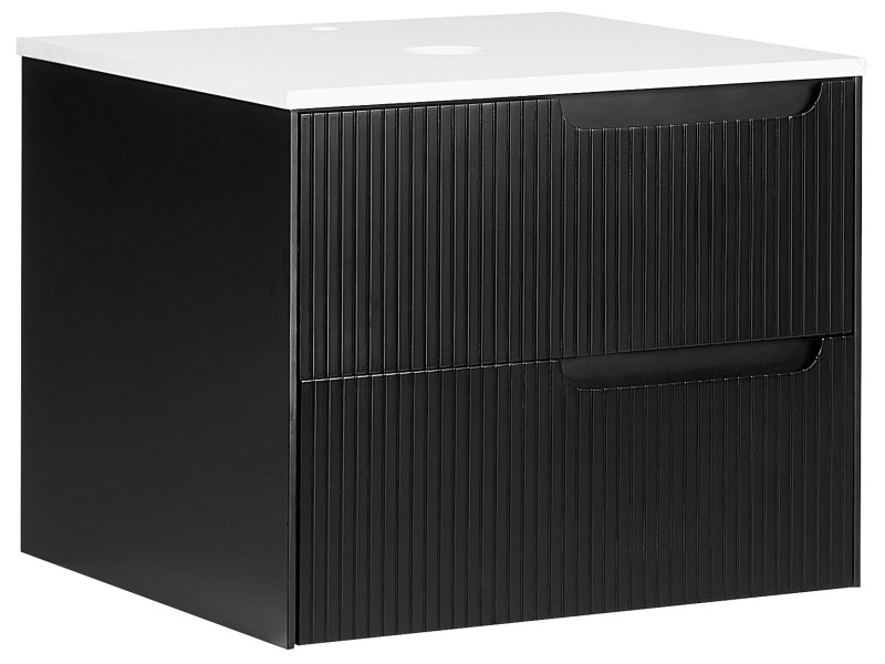 Szafka łazienkowa wisząca ryflowana 60x52cm czarna 342404