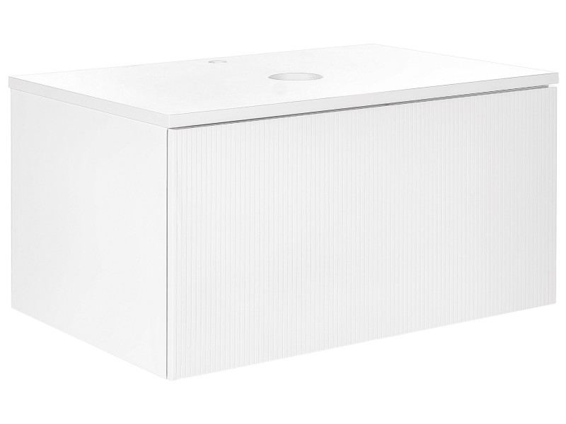 Szafka łazienkowa wisząca ryflowana 80x52 cm biała 443502