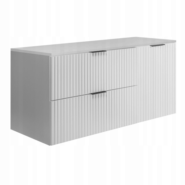 Szafka Łazienkowa Wisząca Szuflady Drzwi Flisan 100X46 Cm Z Blatem Biała 1058918