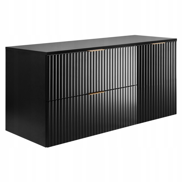 Szafka Łazienkowa Wisząca Szuflady Drzwi Flisan 100X46 Cm Z Blatem Czarna 1058902