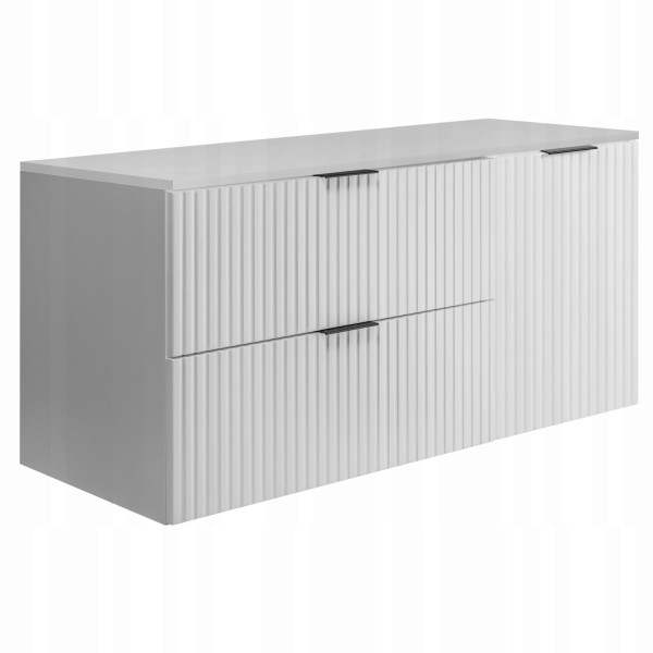 Szafka Łazienkowa Wisząca Szuflady Drzwi Flisan 120X46 Cm Z Blatem Biała 1058898