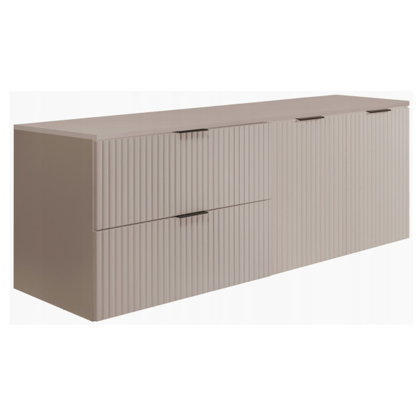 Szafka Łazienkowa Wisząca Szuflady Drzwi Kaszmir 140X46 Cm Flisan Z Blatem 1058895