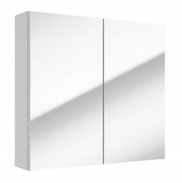 Szafka łazienkowa wisząca z lustrem biała 65x60x13cm 379095