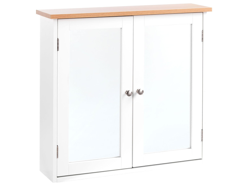 Szafka łazienkowa wisząca z lustrem MDF biała 516885