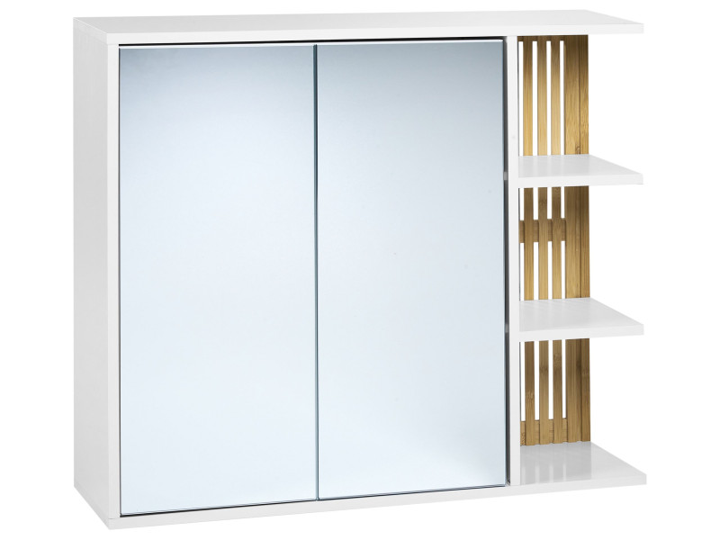 Szafka łazienkowa wisząca z lustrem MDF biała 413061