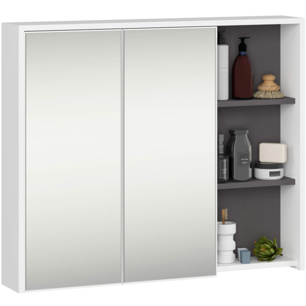 Szafka łazienkowa wisząca z lustrem VAMI Biała, Grafit Szary 90 cm 766481