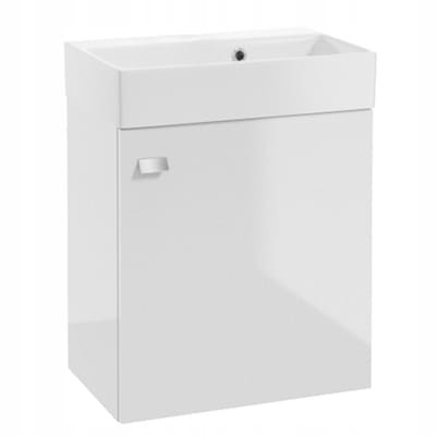Szafka łazienkowa wisząca z umywalką 60x50cm Biały połysk uchwyt chrom 715183
