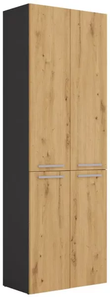 Szafka łazienkowa z koszami antracyt + dąb artisan - Naax 698365