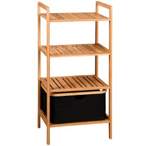 Szafka łazienkowa z koszem 44x34x94 cm bambusowa organizer nowoczesna 676694 Szafka łazienkowa z koszem 44x34x94 cm bambusowa organizer nowoczesna 676694