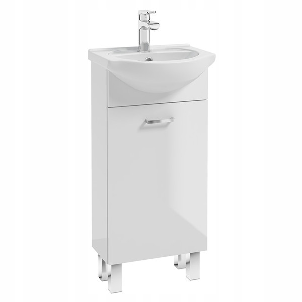 Szafka Łazienkowa z Umywalką 40 x 20 cm Biała Stojąca Mała Bateria Chrom 1049835
