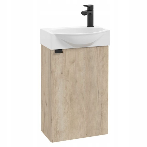 Szafka Łazienkowa z Umywalką 40 x 22 cm Wisząca Dąb Vicenza Jasny Mat Mała 1002657