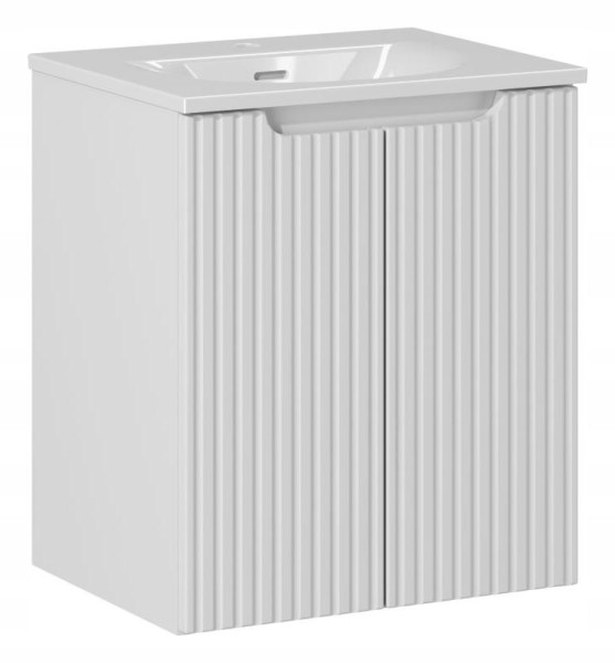Szafka Łazienkowa Z UMYWALKĄ 50 cm BIAŁA RYFLE 2D NOVA WHITE 266757