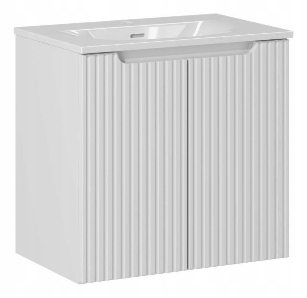 Szafka Łazienkowa Z UMYWALKĄ 60 cm BIAŁA RYFLE 2D NOVA WHITE 266756