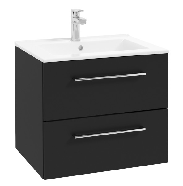 Szafka Łazienkowa z Umywalką 60x45 cm Czarny Mat Szuflady SoftClose 738468
