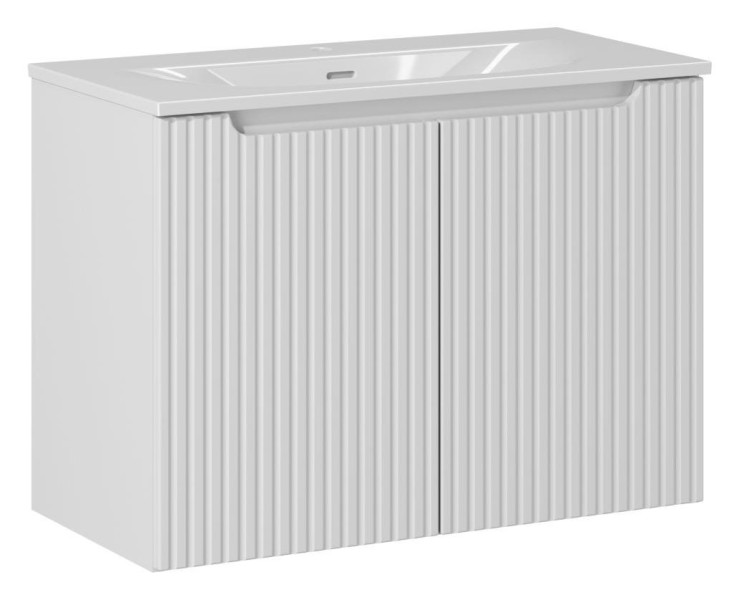 Szafka Łazienkowa Z UMYWALKĄ 80 cm BIAŁA RYFLE 2D NOVA WHITE 266760