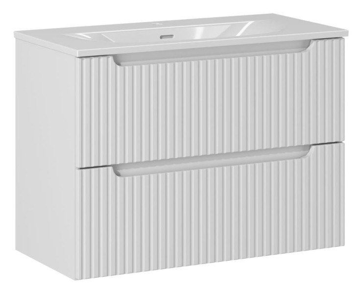 Szafka Łazienkowa Z UMYWALKĄ 80 cm BIAŁA RYFLE 2S NOVA WHITE 267063