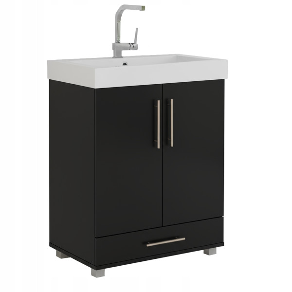 Szafka Łazienkowa Z Umywalką 80 x 60 x 39 CM Do Łazienki Czarny Mat 813555