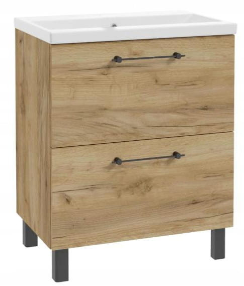 Szafka łazienkowa z umywalką i 2 szufladami 80x80cm Stojąca Dąb Craft 683182