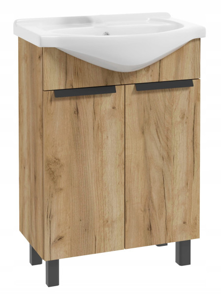 Szafka łazienkowa z umywalką stojąca dąb craft 85x60x30cm 408788