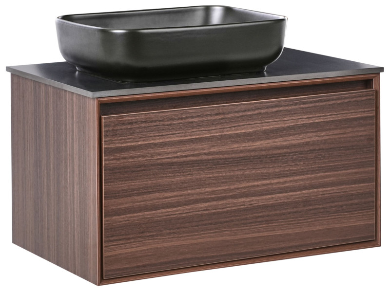 Szafka łazienkowa z umywalką wisząca 80 cm ciemnobrązowa 775496