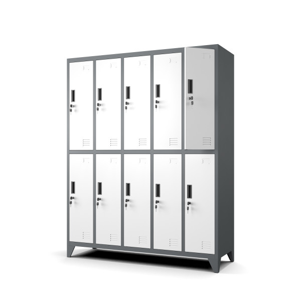Szafka Metalowa BHP 10-Drzwiowa Biały/Antracyt Stal 1066756