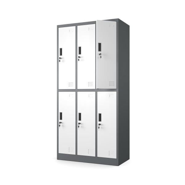 Szafka Metalowa BHP 6-Drzwiowa Biały/Antracyt 1066758