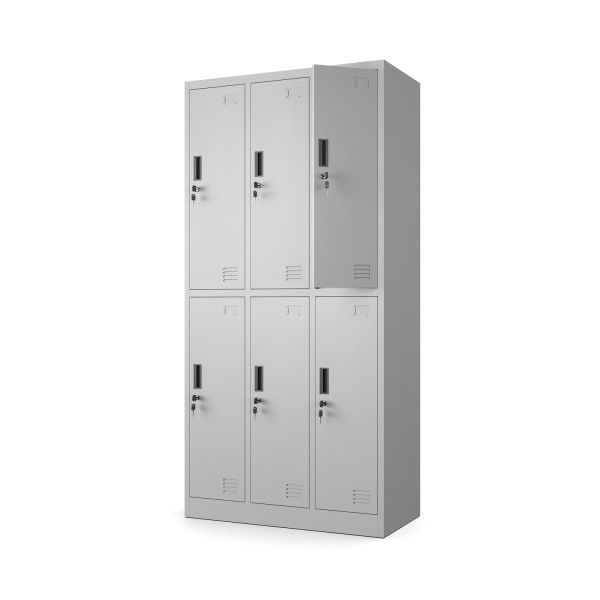 Szafka Metalowa BHP 6-Drzwiowa Jasny Szary Stal 1066759