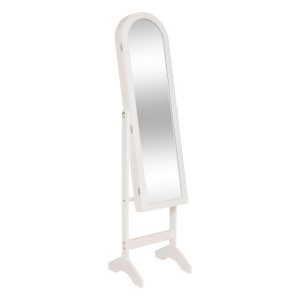 Szafka na biżuterię Emily biała 158×38 cm stojąca z lustrem 932604 Szafka na biżuterię Emily biała 158×38 cm stojąca z lustrem 932604