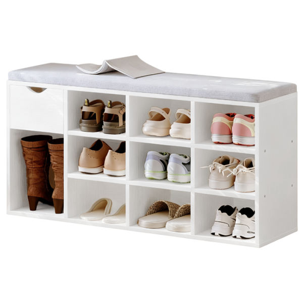 Szafka na buty z siedziskiem loft biała ławka przedpokój nowoczesna 854047