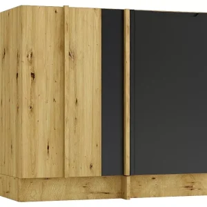 Szafka narożna dolna dąb artisan + czarny – Oreno 638915