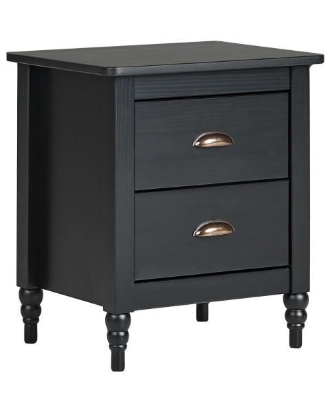 Szafka nocna 2 szuflady SHILLINGTON Drewno sosnowe Czarny 437379