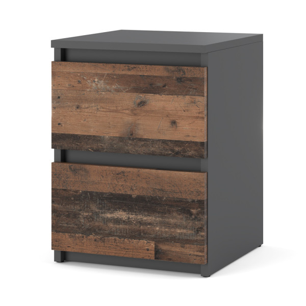 Szafka nocna 2 szuflady stolik loft szary old style vintage 376528