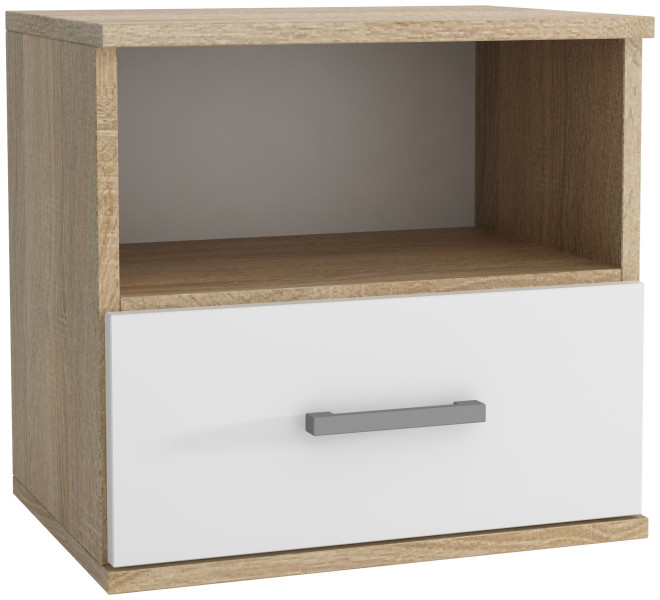 Szafka nocna 48 cm do sypialni GRETA dąb sonoma/biały 874292