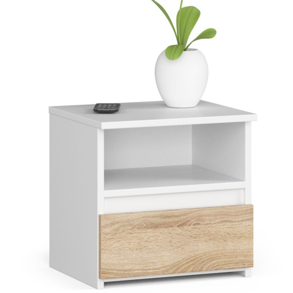 Szafka nocna AKORD CL1 Biała 40cm Dąb Sonoma mat 40x35x40cm 301659
