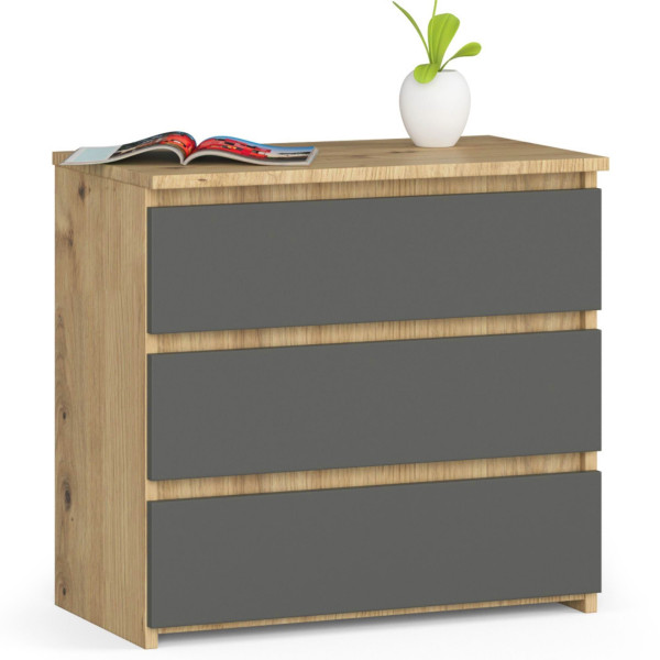 Szafka nocna AKORD CL3 Dąb Artisan, Grafit Szary 60x35x57 cm 301693