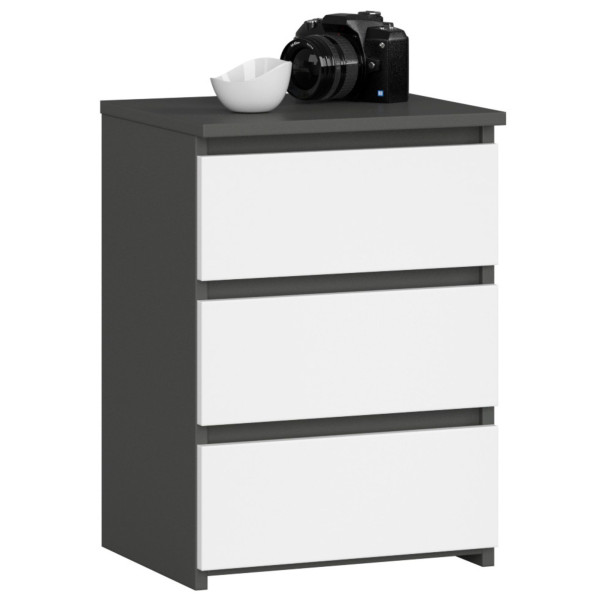Szafka nocna AKORD CL3 Grafit Szary, Biały mat 40x35x57 cm 301685