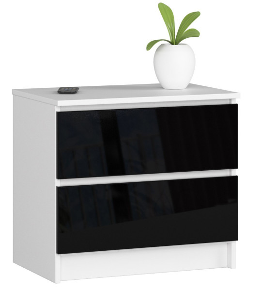 Szafka nocna AKORD K60 Biała 60 cm Czarny Połysk 60x40x55 cm 302655