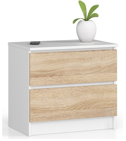 Szafka nocna AKORD K60 Biała 60 cm Dąb Sonoma mat 60x40x55cm 302652