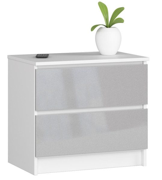 Szafka nocna AKORD K60 Biała 60 cm Metalik Połysk 60x40x55cm 302662
