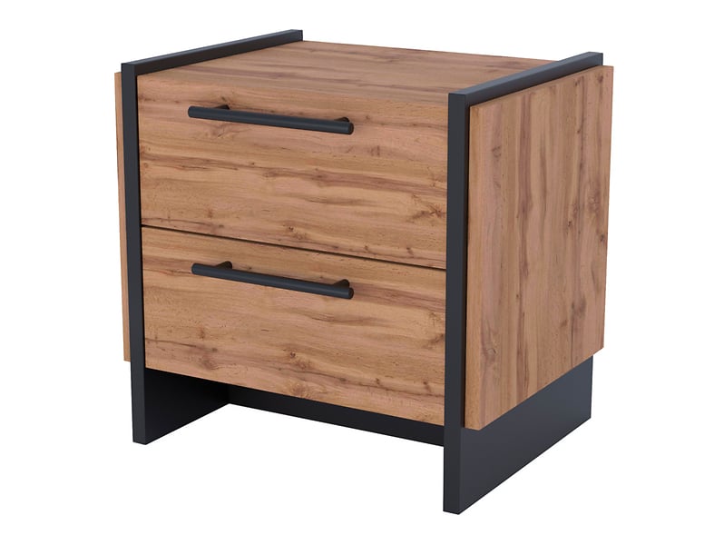Szafka nocna Amino 48 cm z 2 szufladami dąb wotan/czarny 260494