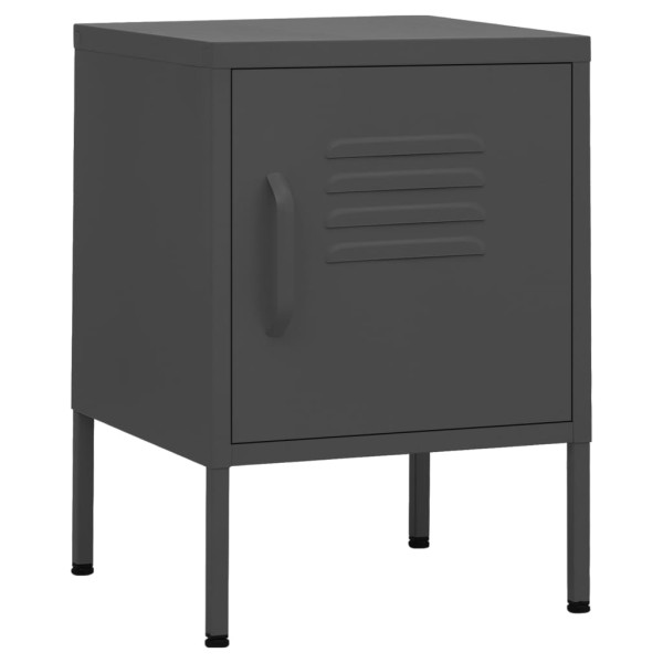 Szafka Nocna Antracytowa Stalowa Półka Szafka Do Sypialni 35x35x51 cm 851771