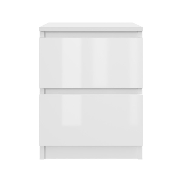 Szafka nocna BASIC 2 szuflady – Biała połysk | 40x53x40 cm 748170