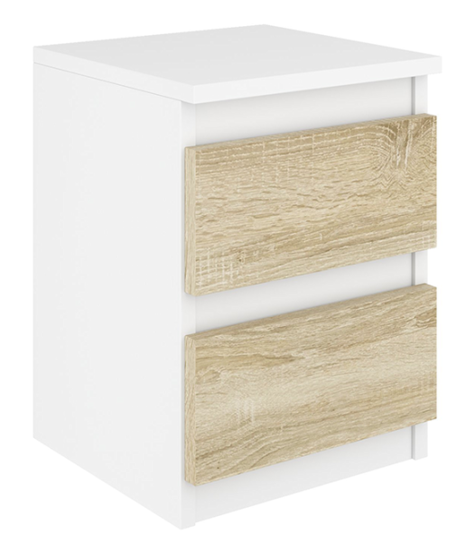 Szafka nocna BASIC 2 szuflady – Dąb Sonoma/Biała | 30x41x30 cm 742088