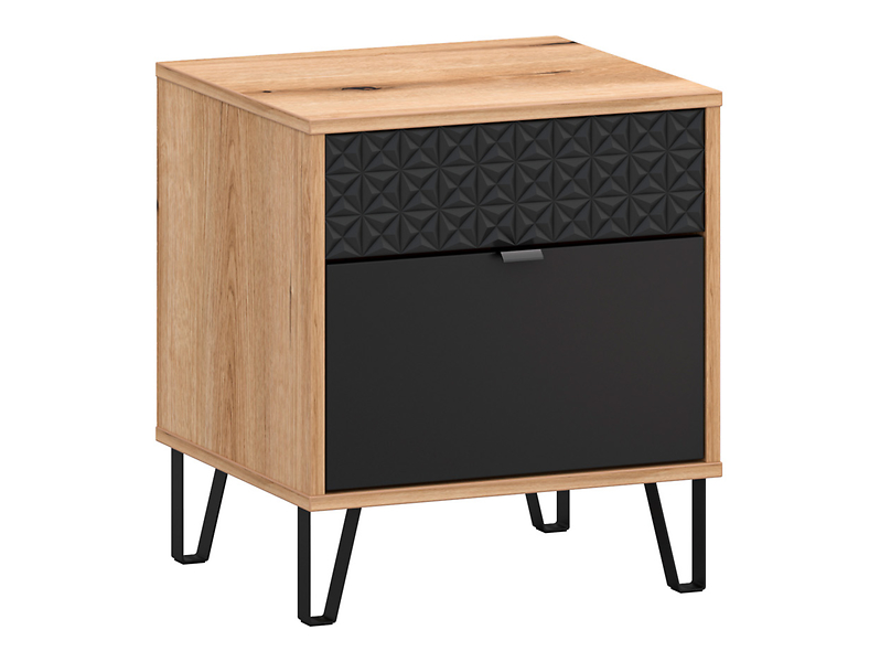 Szafka nocna Bellano 48 cm z szufladą dąb evok/czarny 260526