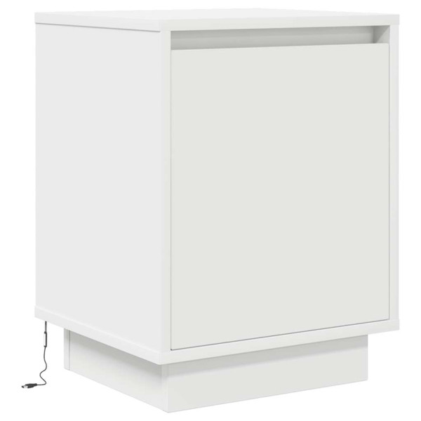 Szafka Nocna Biała Komoda Stolik Półka Nocna Do Sypialni LED 38x34x50 cm 855001